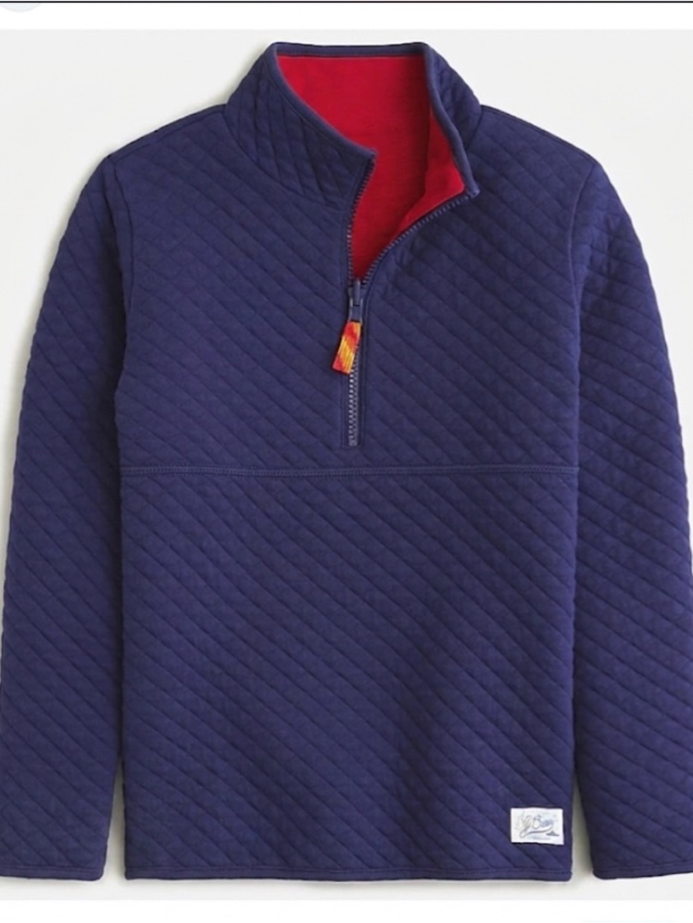 Crewcuts Navy Quilted Half-Zip Pullover with Red Lining